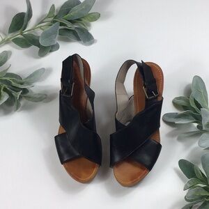 Hinge > Chunky Black Cork Platform Sandal > Size 8